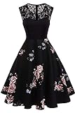 Axoe Damen 50er Jahre Rockabilly Kleid mit Blumenmuster...