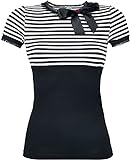 Pussy Deluxe Stripey Black/White on Black Shirt, XL