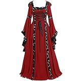 Darringls Halloween Kostüm Damen Mittelalter Kleidung Kleid...