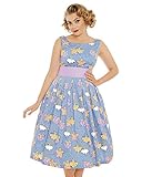 Lindy Bop 'Lana' Swing-Kleid mit blauem Blumenfeen-Print Gr....