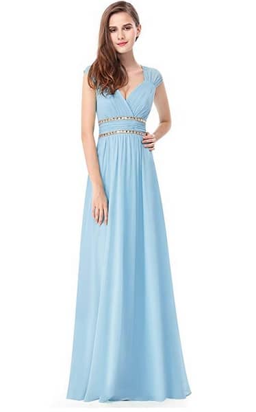 Brautjungfernkleid lang blau pastell günstig