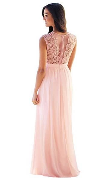 Brautjungfernkleid lang rosa altrosa pastell günstig