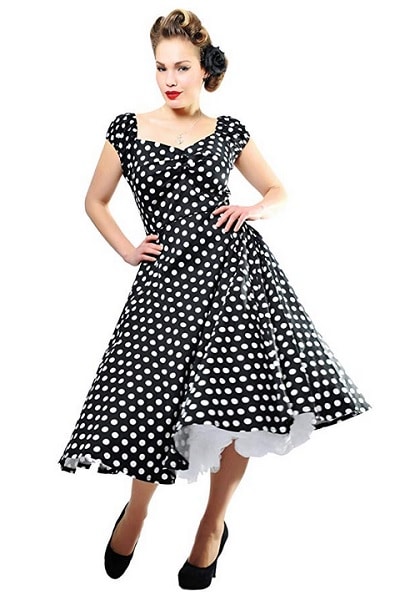 Collectif Clothing Kleid Dolores schwarz weiß Punkte