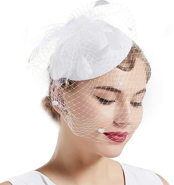 Fascinator Hut weiß Damen Braut Hochzeit