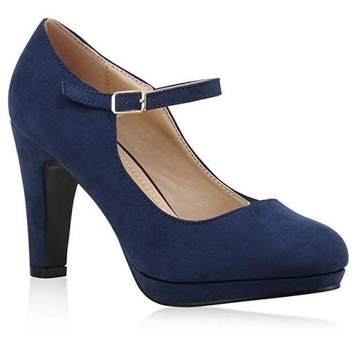 Mary Jane Schuhe Damen Mary Janes blau hochhackig High Heels