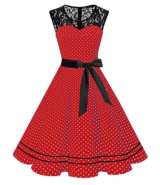 Swing Kleid 50er Jahre Vintage Rockabilly Kleid Damen Outfit rot weiß
