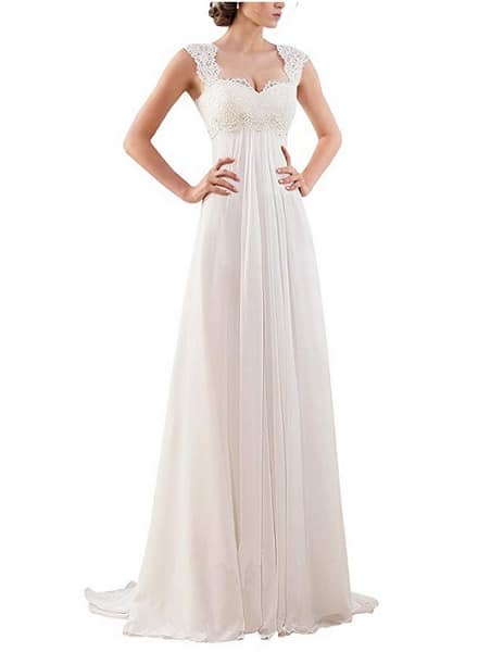 Vintage Brautkleid Hochzeitskleid Spitze schlicht rückenfrei Damen