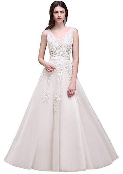 Vintage Brautkleid Hochzeitskleid Spitze schlicht rückenfrei weiß Damen Babyonline